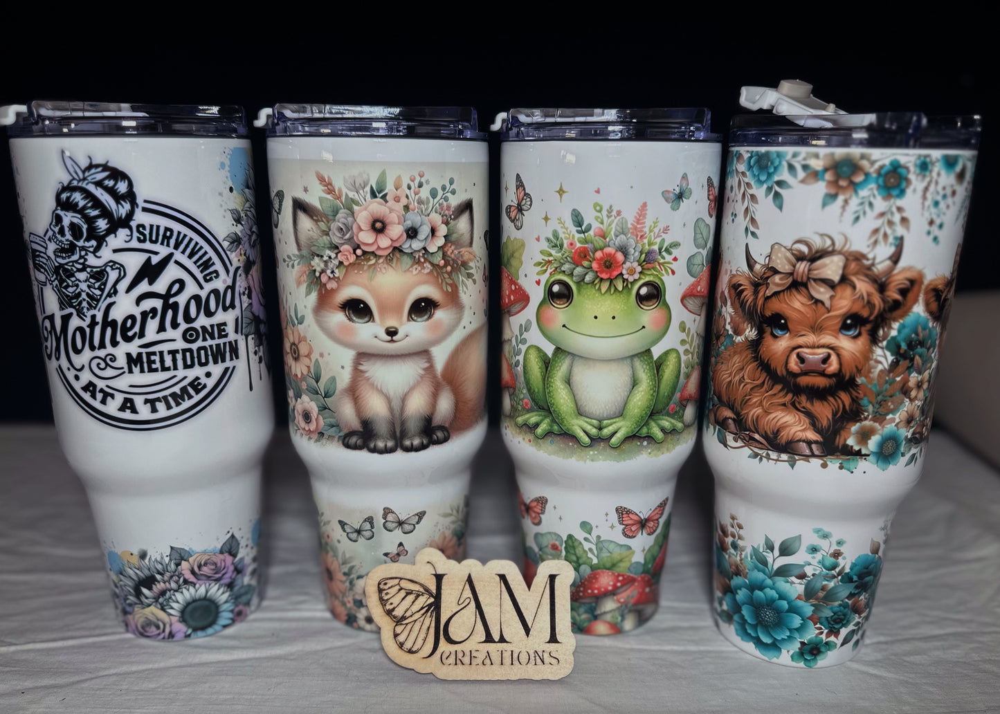 40oz Sublimated Stainless Steel Tumbler Highland Cow-Frog-Fox-Motherhood